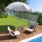 Goplus 6.5 FT Outdoor Fringe Patio Umbrella with Carrying Bag Push Button Tilt for Garden White/Navy/Green